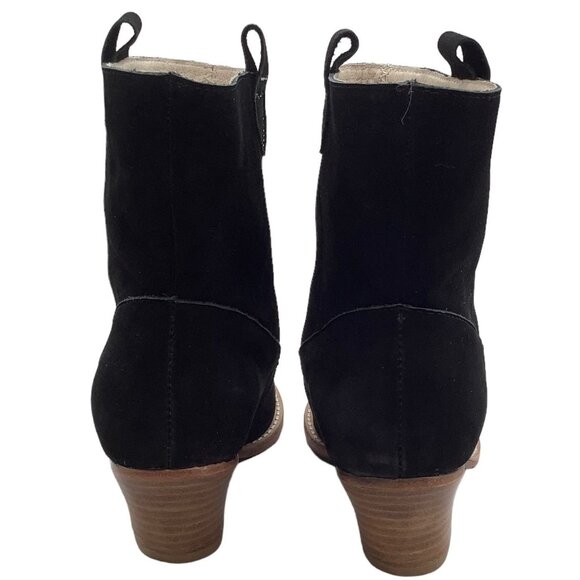 F TROUPE London 37 Quilted Suede Heeled Boots US 6.5 - 7 Bow Ankle Block Heel - Picture 6 of 10